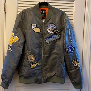 Green Golden State Warriors Official NBA Patches Bomber Jacket (L)